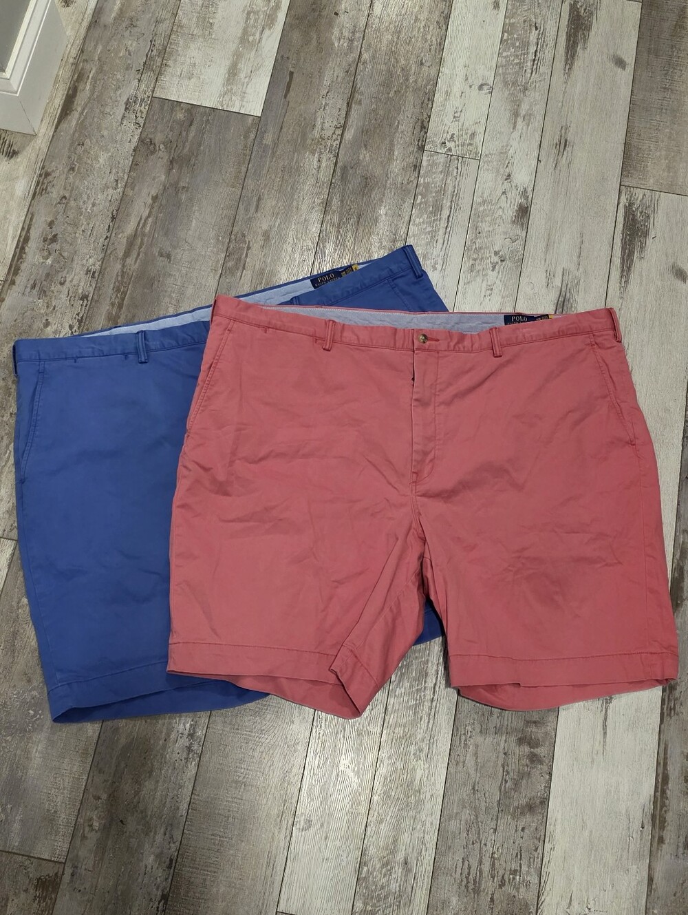 (50W) Men's Lot (2) Shorts Polo Ralph Lauren Pink Blue Flex Cotton Twill Chinos